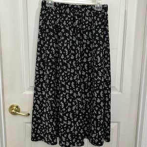 Black floral print skirt